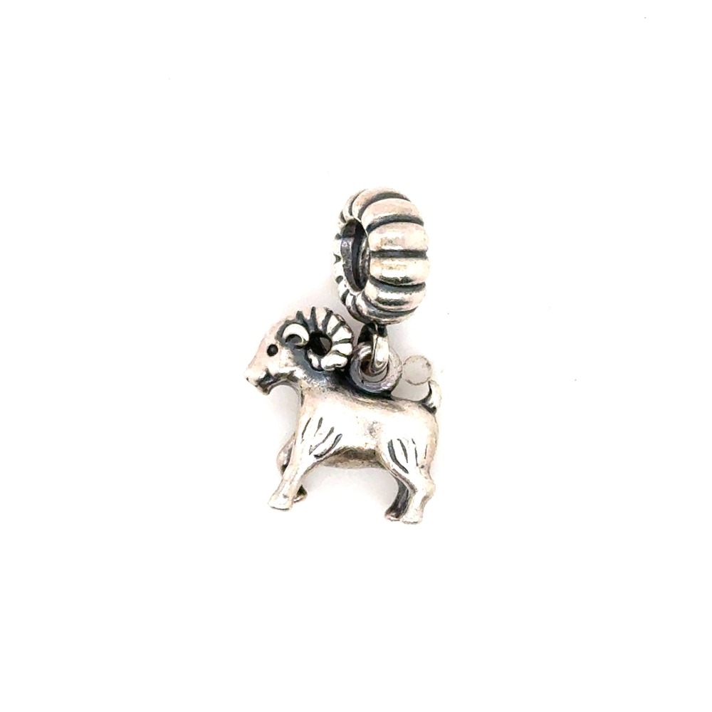 Pandora Sterling Silver Ram Dangle Charm 790539 Aries Zodiac Animal Retired